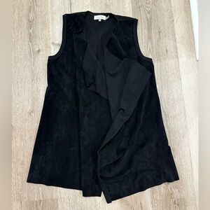 Black vegan Suede front sweater vest small Calvin Klein